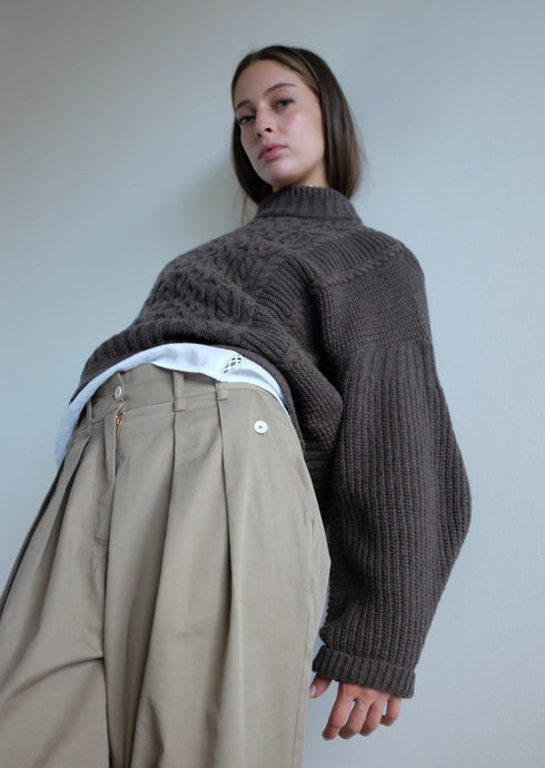 Cora Mono Wool Pullover - Brown Melange