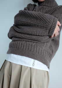 Cora Mono Wool Pullover - Brown Melange