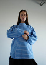 Load image into Gallery viewer, Famke Organic Cotton Blouse - Blue Stripe
