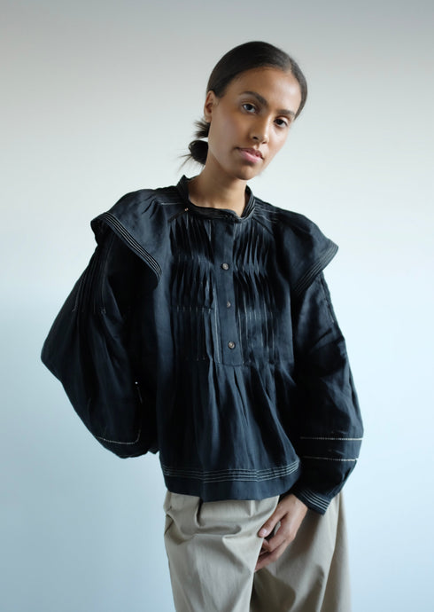 Eve Ramie Blouse - Black