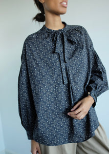Estelle Organic Cotton Blouse - Print Black