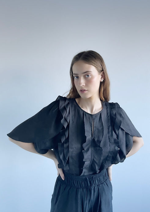 Belice Ramie Blouse - Black