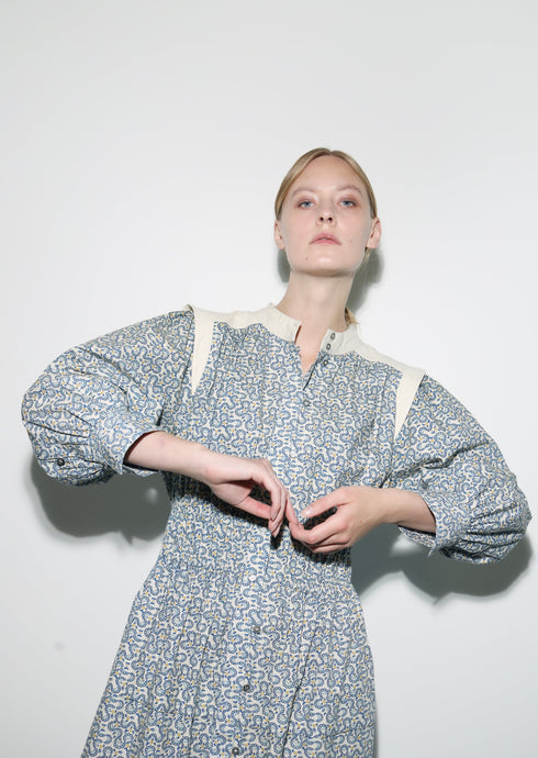 Dusine Organic Printed Cotton Dress - Print Off-white