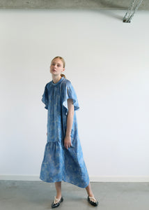 Doreen Silk Dress - Print Blue