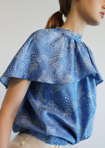 Breen Silk Top - Print Blue