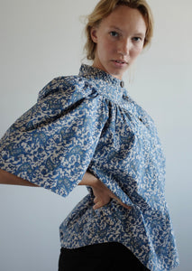 Fawn Organic Cotton Blouse - Print Blue