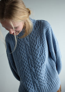 Cora Mono Wool Pullover - Light Blue Melange