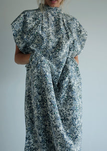 Florence Silk Dress - Print Blue