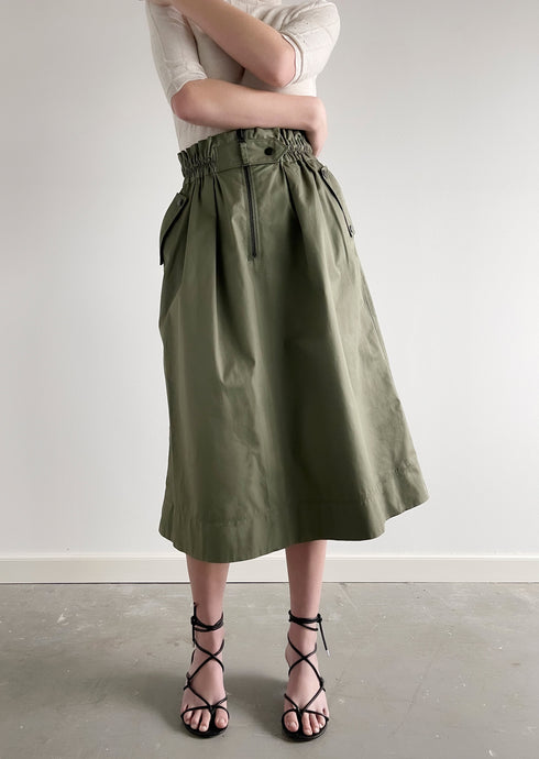 Denise Organic Cotton Twill Skirt - Olive Green