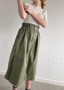 Denise Organic Cotton Twill Skirt - Olive Green