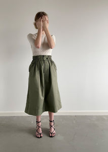 Denise Organic Cotton Twill Skirt - Olive Green